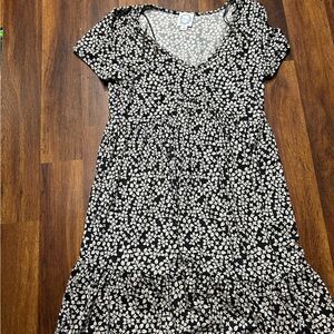 Blue Rain Black and White Floral Midi Dress
